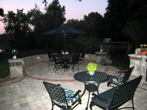 Outdoor lighting installed on a paver patio